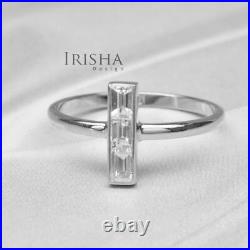Genuine Triple Baguette Diamond Ring 14K Gold Fine Jewelry Size- 3 to 8 US