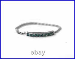 Gold 0.05 Ct. Genuine Blue Diamonds Bar Chain Ring Fine Jewelry Size- 3 to 8 US