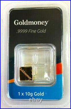 Gold 10 Grams Goldmoney 9999 Fine Bullion Cube Sealed In Assay Certificate