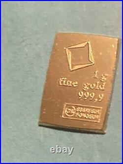 Gold 1 Gram 9999Fine Valcambi Bar BUNC