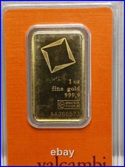 Gold Bar 1 oz Valcambi Suisse Fine Gold Bar. 9999 24kt READ