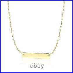 Gold Bar Necklace w Chain Solid 14k Yellow Gold Diamond Designs Fine Jewelry