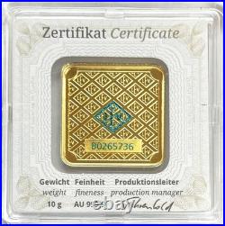 Gold Geiger Edelmetalle 10 Grams 9999 Fine Square Bar / Ingot In Assay Coa Gold Geiger Edelmetalle 10 Grams 9999 Fine Square Bar / Ingot In Assay Coa