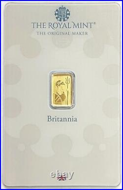 Gold Great Britain 1 Gram. 9999 Fine Britannia Sealed Assay Bar The Royal Mint
