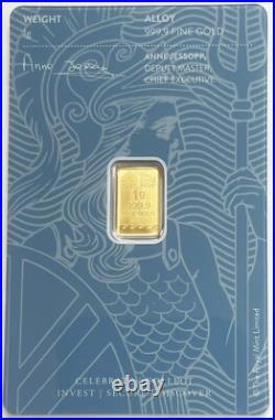 Gold Great Britain 1 Gram. 9999 Fine Britannia Sealed Assay Bar The Royal Mint