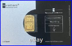 Gold Karatbars. 2 Gram 999.9 Fine Bar Sealed In Credit Card Lbma Accredited