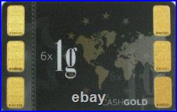 Gold Karatbars (6) 1 Gram 999.9 Fine Bars Sealed Credit Card Lbma Accredited