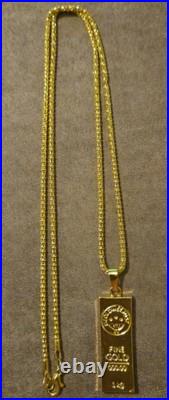 Gold Necklace Gold Bar Pendant & 1 Ounce. 999 Fine Silver Buffalo Round Gold Necklace Gold Bar Pendant & 1 Ounce. 999 Fine Silver Buffalo Round