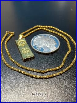 Gold Necklace Gold Bar Pendant & 1 Ounce. 999 Fine Silver Buffalo Round Gold Necklace Gold Bar Pendant & 1 Ounce. 999 Fine Silver Buffalo Round