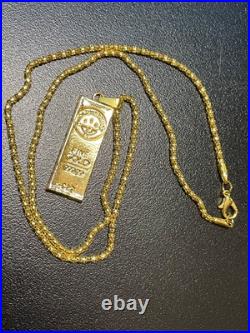 Gold Necklace Gold Bar Pendant & 1 Ounce. 999 Fine Silver Buffalo Round Gold Necklace Gold Bar Pendant & 1 Ounce. 999 Fine Silver Buffalo Round