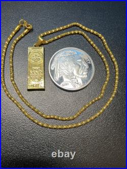 Gold Necklace Gold Bar Pendant & 1 Ounce. 999 Fine Silver Buffalo Round Gold Necklace Gold Bar Pendant & 1 Ounce. 999 Fine Silver Buffalo Round