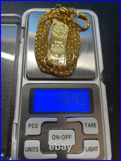 Gold Necklace Gold Bar Pendant & 1 Ounce. 999 Fine Silver Buffalo Round Gold Necklace Gold Bar Pendant & 1 Ounce. 999 Fine Silver Buffalo Round