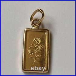Gold Pendant 1g Rose Pamp Swiss Fine Gold Bar. 999 in 14k Bezel 40 yrs VTG Gold Pendant 1g Rose Pamp Swiss Fine Gold Bar. 999 in 14k Bezel 40 yrs VTG