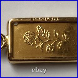 Gold Pendant 1g Rose Pamp Swiss Fine Gold Bar. 999 in 14k Bezel 40 yrs VTG Gold Pendant 1g Rose Pamp Swiss Fine Gold Bar. 999 in 14k Bezel 40 yrs VTG
