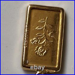 Gold Pendant 1g Rose Pamp Swiss Fine Gold Bar. 999 in 14k Bezel 40 yrs VTG Gold Pendant 1g Rose Pamp Swiss Fine Gold Bar. 999 in 14k Bezel 40 yrs VTG