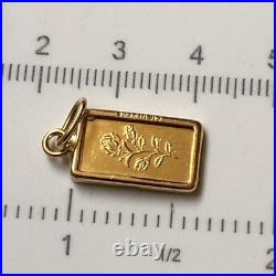 Gold Pendant 1g Rose Pamp Swiss Fine Gold Bar. 999 in 14k Bezel 40 yrs VTG Gold Pendant 1g Rose Pamp Swiss Fine Gold Bar. 999 in 14k Bezel 40 yrs VTG
