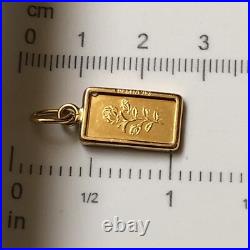 Gold Pendant 1g Rose Pamp Swiss Fine Gold Bar. 999 in 14k Bezel 40 yrs VTG Gold Pendant 1g Rose Pamp Swiss Fine Gold Bar. 999 in 14k Bezel 40 yrs VTG