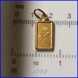 Gold Pendant 1g Rose Pamp Swiss Fine Gold Bar. 999 in 14k Bezel 40 yrs VTG Gold Pendant 1g Rose Pamp Swiss Fine Gold Bar. 999 in 14k Bezel 40 yrs VTG