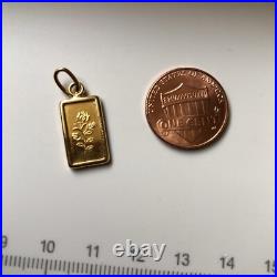 Gold Pendant 1g Rose Pamp Swiss Fine Gold Bar. 999 in 14k Bezel 40 yrs VTG Gold Pendant 1g Rose Pamp Swiss Fine Gold Bar. 999 in 14k Bezel 40 yrs VTG