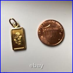 Gold Pendant 1g Rose Pamp Swiss Fine Gold Bar. 999 in 14k Bezel 40 yrs VTG Gold Pendant 1g Rose Pamp Swiss Fine Gold Bar. 999 in 14k Bezel 40 yrs VTG