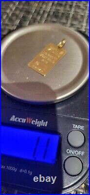 Gold Pendant Charm CREDIT ZURICH 1.1 GRAMS Fine Gold. 418 Bar Ingot