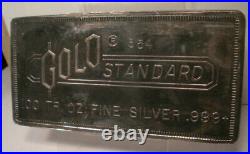Gold Standard Old Engelhard 100 Troy Oz. 999 Fine Silver Bar Nicely Toned Rare