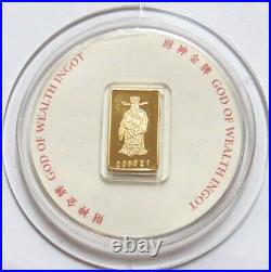 Hang Seng Bank Gold 5 Gram God Of Wealth 999.9 Fine Sn Bar With Coa