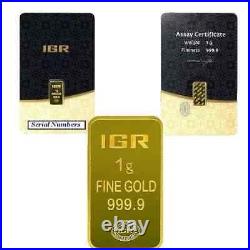 IGR 1 Gram 999.9 Fine Gold Bar in Assay