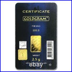 IGR 2.5 Gram GoldGram Gold Bar Istanbul Gold Refinery. 9999 Fine (In Assay)