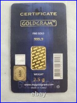 IGR 2.5g Gold Bullion Bar 999.9 Fine Pure 24K Ingot Mint in Assay