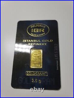 IGR 2.5g gram bar 999.9 Fine Sealed in Assay