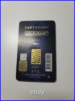 IGR 2.5g gram bar 999.9 Fine Sealed in Assay