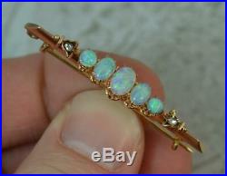 Impressive Victorian Rose Gold Colourful Opal and Diamond Bar Brooch d2032