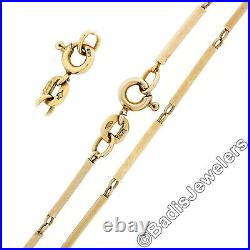 Italian Vintage Solid 14k Rosy Yellow Gold 15.5 10mm Bar Link Chain Necklace
