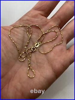 Italy 14k yellow gold alternating pattern bar bead chain necklace 1.6g 18 fine