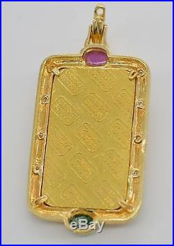#JC119 20g CREDIT SUISSE FINE GOLD 999.9 BAR 18K DIAMOND BEZEL PENDANT