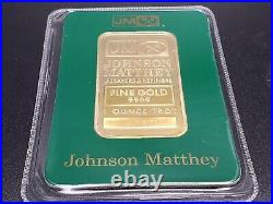 JM Johnson Matthey 1 Troy Ounce Fine Gold-Rare Green Assay Card
