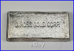 J. Ross Gold Corp. 10 Tr. Oz. Silver Bar Cast/poured Finish. 999 Fine Silver