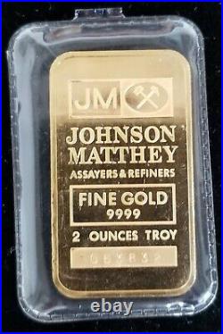 Johnson Matthey 2 Troy Ounces bar 99.99% Fine Gold Sealed
