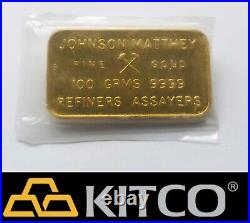 Johnson Matthey London 100g Fine Gold Minted bar 9999 Bank Of England