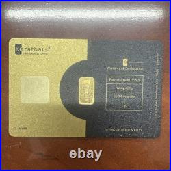 KARAT Bar NADIR VIRGIN 1 gram. 9999 Pure 24karat Fine GOLD Bullion Bar