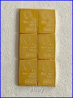 Look 6- 1 Gram (999.9 Fine) Gold Valcambi Bars, See Other Gold, Silver & Coins