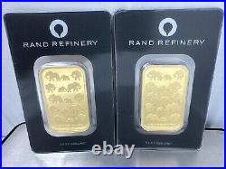 (Lot Of 2) 1 oz Gold Bar Rand Refinery 999.9 Fine in Assay