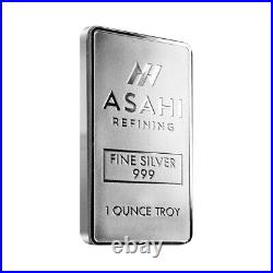 Lot of 10 1 oz Asahi Silver Bar. 999 Fine