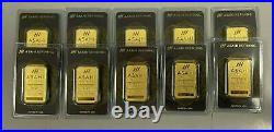 Lot of 10 Gold 1 oz Random Brand. 9999 fine Gold Bars in Sealed Assay Cards