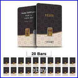 Lot of 20 1 gram Istanbul Gold Refinery (IGR) Bar. 9999 Fine (In Assay)