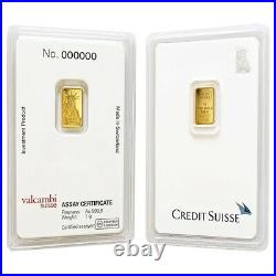 Lot of 2 1 gram Credit Suisse Statue of Liberty Gold Bar. 9999 Fine (In Assay)