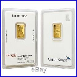 Lot of 2 2 gram Credit Suisse Statue of Liberty Gold Bar. 9999 Fine (In Assay)