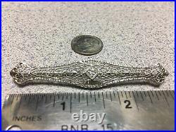 Lot of 2 Antique 14k 10k Gold Platinum Top Diamond Sapphire Bar Pin Brooch 8.6g