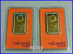 Lot of 2 Gold 1 oz Random Brand. 9999 fine Gold Bars in Sealed Assay Cards
